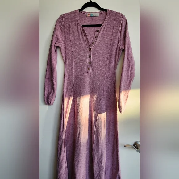 Free People Beach Size XS Miles of Henley Cotton Long Sleeve Maxi Dress - Picture 2 of 6